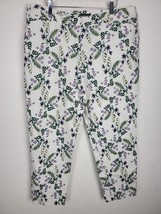 Liz Claiborne Emma Classic Pants 14 Womens Plus Size White Floral Print Straight - £20.86 GBP