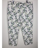 Liz Claiborne Emma Classic Pants 14 Womens Plus Size White Floral Print ... - £20.94 GBP