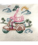 Kitchen Dish Towers Flamingo Scooter 100% cotton flour sack 20“ x 28“ - $13.52 CAD