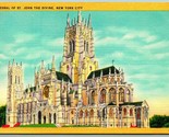 Cathedral of St John the Divine New York City NYC NY Linen Postcard I2 - $2.92