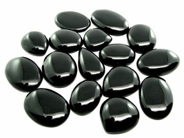 Top Quality Selected Big 16pc Wholesale Lot 643CT Black Onyx Pear Oval Gems - £42.65 GBP