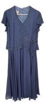JKara Beaded Full Length Dusty Blue Gown Mother of Bride Women&#39;s Sz 14P ... - £43.11 GBP