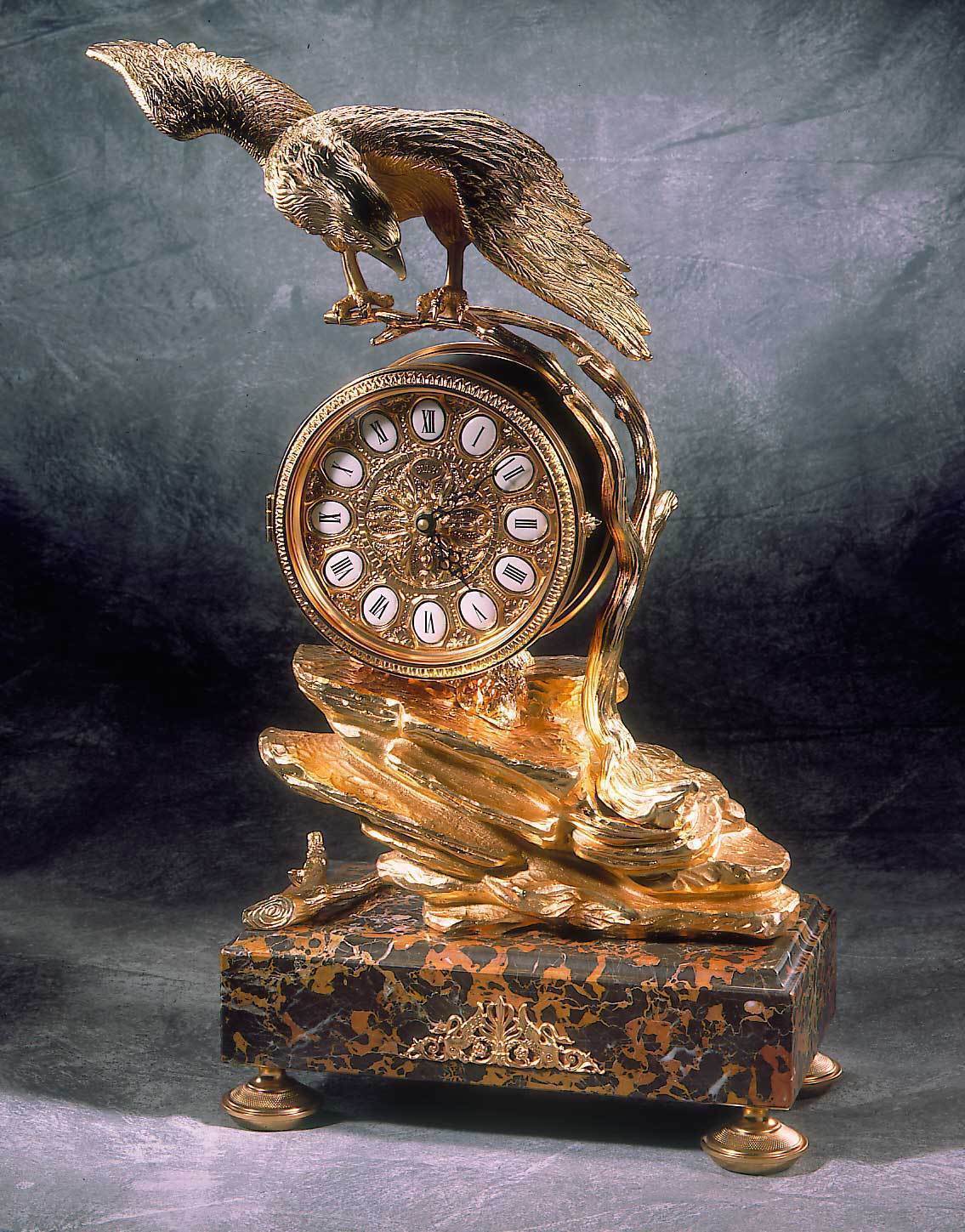 Mantel Clock Spanish Bronze Marble Stand New - Desk, Mantel & Shelf Clocks