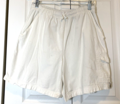 Erika Cargo Shorts Womens Medium White Crinkle Drawstring Elastic Waist ... - $19.28