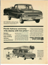 1962 Ford Motor Company Vintage Print Ad Styleside Pickup Perfect for Camping - $14.45