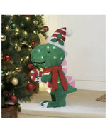 Holiday Time Light-Up Plush Dinosaur 25” Christmas Decoration Garden Yar... - £39.30 GBP