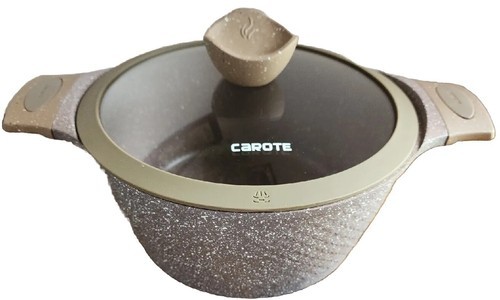 CAROTE ~ 4.3 Qt Casserole Pan w/Lid ~ BROWN Granite ~ Induction Stone Item image 5