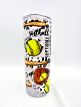 Softball Sport 20 oz Stainless Steel Tumbler Cup with Lid &amp; Plastic Straw - $24.70