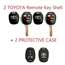 2 Toyota 2012-2016 4 Button Remote Head Key Shell + PROTECTIVE CASE Top ... - $16.83