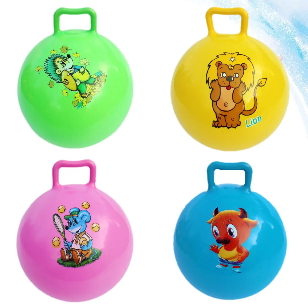 4 Pcs Handle Excercise Workout Ball Jump Jumping Toy Sports Fitness Inflatable - £13.57 GBP