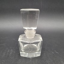 Vintage Thick Blocked Hexagonal Wedge Clear Glass Perfume Bottle - $11.87