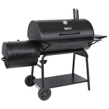 Royal Gourmet 36&quot; Charcoal Grill &amp; Offset Smoker, Deluxe Barrel, Black - £137.45 GBP