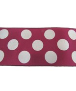11 Pink Polka Dot Jacquard Wide Ribbon France Fuscia Reversible 46180 - £32.15 GBP