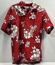Pacific Legend Hawaiian Shirt Men&#39;s Size Medium M Red Floral Tropical Button Up - £11.76 GBP