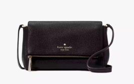 New Kate Spade Leila Mini Zip Crossbody Pebble Leather Black - £75.86 GBP