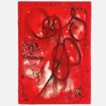 ACEO Whispers Path Original Red Encaustic Wax Art Painting by Tristina Elmes ATC - £19.62 GBP