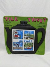 Vintage Six Flags Cast Iron Tile Trivet Wall Decoration - £31.30 GBP