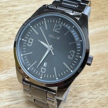 Relic Quartz Watch ZRT11011 Men All Black Steel Band Date Analog New Battery 7&quot; - £20.86 GBP