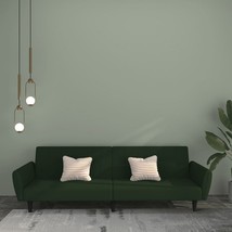 Sofa Bed Dark Green Velvet (100% polyester), Wood, Plastic Medium - $9,004.83 MXN