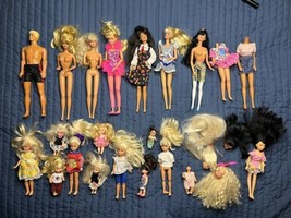 Mattel Barbie Dolls Lot Of 25 Plus Lots Of Clothes &amp; Accessories Ken Ski... - £58.33 GBP