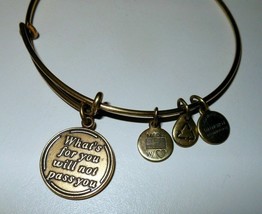 Alex And Ani Whats for You Will Not Pass You Charm Gold Russian Bangle B... - $11.88
