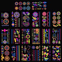 25 Sheets Glow in The Dark Temporary Tattoos Face Tattoo Stickers Fluorescence U - £18.79 GBP
