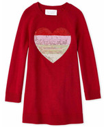 NWT The Childrens Place Sequin Heart Girls Sweater Dress Valentine&#39;s Day - $8.44