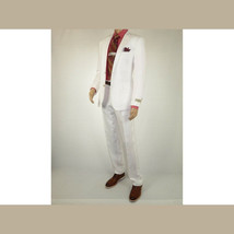 Men's Summer Linen Suit Apollo King Half Lined 2 Button Modern Fit SLN8 White image 4