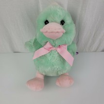 Vintage 2002 Stuffed Plush Mint Green Animal Adventure Duck Duckling Pink 10-12&quot; - £47.47 GBP