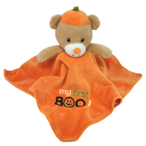 Baby Starters My First Boo Orange Halloween Pumpkin Security Blanket Plush Satin - £43.94 GBP