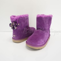 NIB UGG 1132719K Kids Girls Mini Bailey Bow II Galactic Purple Winter Boots Sz 5 - £80.14 GBP