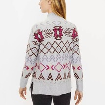 Lou &amp; Grey Mock Neck Fair Isle Tunic Sweater Comfy Cozy Gray Size XS - £20.86 GBP