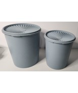 Vintage Tupperware Country Blue 4 Piece  Set Of 2 Canisters Retro MCM - $38.76 CAD