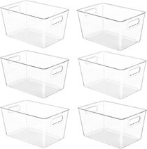 6 Pack Clear Pantry Organizer Bins - Versatile Stackable Storage Solution - $55.39