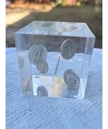 Vintage 1917 To 40's Silver Mercury Dime floating Coin Lucite Cube Pape... - $98.01