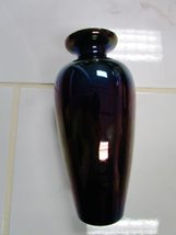 Iridescent Amethyst Black Glass VASE Pontil ON Base 8&quot;[*a3] - $123.47