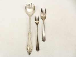 Lot of 3 Assorted Silver Plate Forks, Spork, Oneida, Albert Pick Hotels,... - $14.65