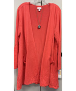 NWT LuLaRoe Large SOLID Coral Orange Caroline Cardigan Sweater - $41.99