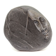 Original Art Hand Painted Stone Rock Singing Water Spirit Face 4&quot; height - £19.76 GBP