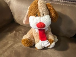 Fiesta Christmas Puppy Dog Plush Stuffed Animal 10&quot; Sitting Jesus Loves Me Paw - £9.52 GBP
