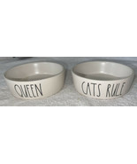 Rae Dunn Magenta Artisan Collection Kitty Dishes Bowls QUEEN &amp; CATS RULE... - £15.79 GBP