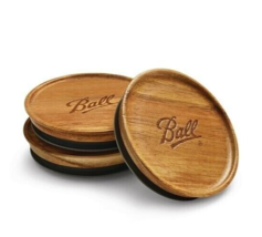 Ball Mason Jar Wood Lids Regular Mouth 3pc Dry Food Storage Airtight Kit... - $460.02 MXN