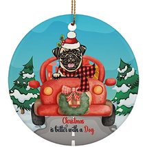 hdhshop24 Christmas is Better with A Pug Dog Ornament Gift Pine Tree Decor Hangi - £15.60 GBP