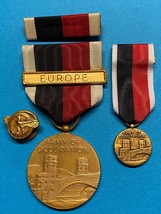 WWII, ARMY OF OCCUPATION, MEDAL, MINI MEDAL, RIBBON, DISCHARGE BADGE, EU... - $35.00