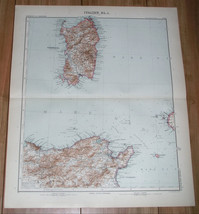 1910 Antique Map Of Sardinia Sardegna Italy / Tunesia Africa - £21.14 GBP