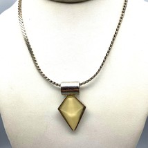 Vintage Dimensional Lucite Pyramid Pendant Necklace, Silver Tone Chain and Bale - £24.29 GBP