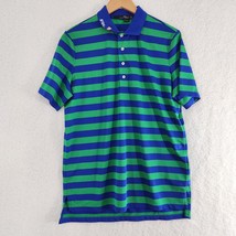 Ralph Lauren RLX Polo Shirt Blue Green Stripe Adult Men&#39;s Medium - £11.73 GBP
