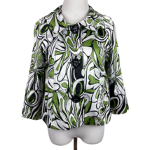 Vertigo Paris Jacket Womens Large Green Button Up 3/4 Sleeve Cropped Lig... - £15.67 GBP