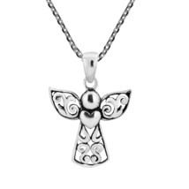 Guardian Angel of Love Sterling Silver Chain Necklace - £12.69 GBP