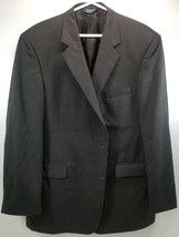 N) Stafford Men&#39;s Suit Jacket Dark Gray 48 LG 100% Wool  - £23.60 GBP